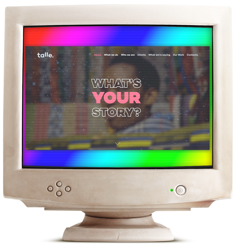 Old computer monitor with a website displayed on the screen